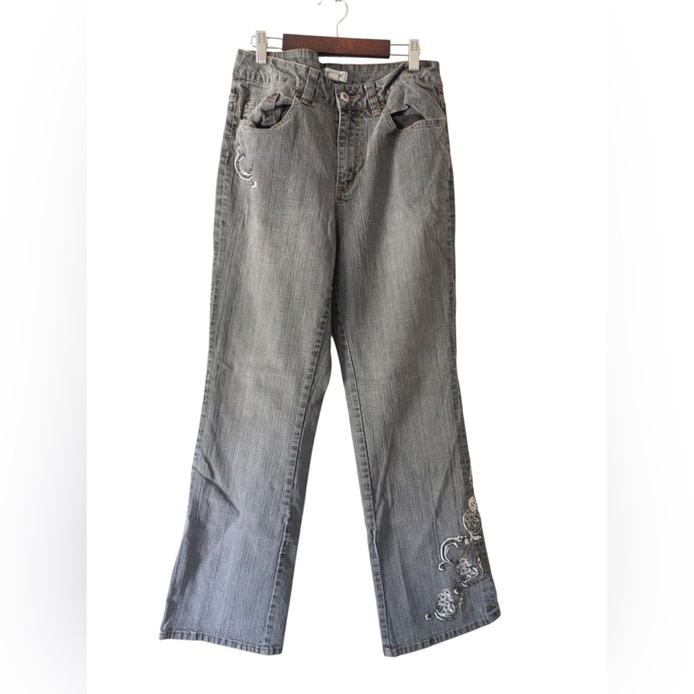 Coldwater Creek Gray Embroidered Bootcut jeans SZ 8